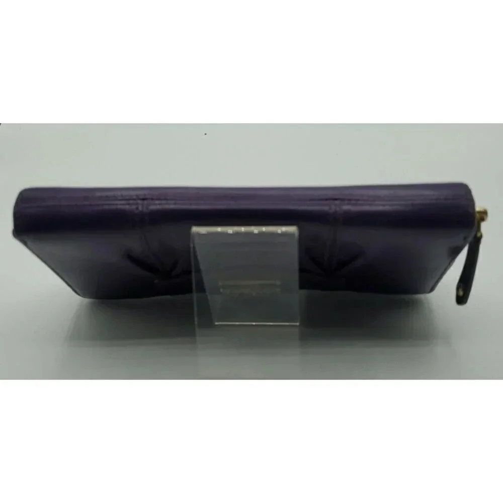 Coach Purple Soft Leather Zip Around Wallet Billfold